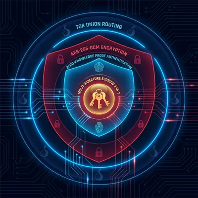 Nexus Market security architecture diagram showing end-to-end encryption and multi-signature escrow protection